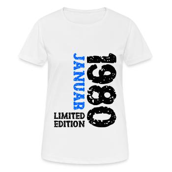 1980 Januar Limited Edition Deko Geburtstag Outfit - Frauen T-Shirt atmungsaktiv - Weiß - Vorne - AI Model Female 172 dark (172cm)