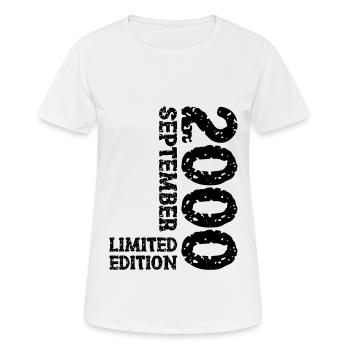 2000 September Limited Edition 23. Geburtstag Deko - Frauen T-Shirt atmungsaktiv - Weiß - Vorne - AI Model Female 172 dark (172cm)