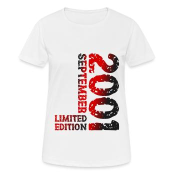 2001 September Limited Edition 22. Geburtstag Deko - Frauen T-Shirt atmungsaktiv - Weiß - Vorne - AI Model Female 172 dark (172cm)