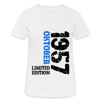 1957 Oktober Limited Edition 66. Geburtstag Deko - Frauen T-Shirt atmungsaktiv - Weiß - Vorne - AI Model Female 172 dark (172cm)