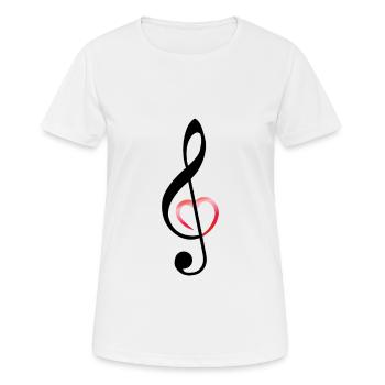 Music musical note clef musician heart - Women's Breathable T-Shirt - white - Front - AI Model Female 172 dark (172cm)