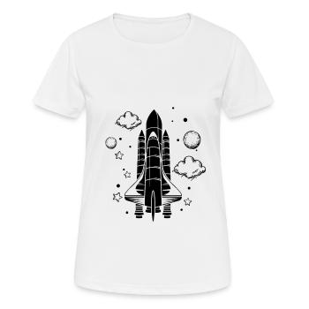 Raumschiff - Rakete Weltall Raumfahrt Astronaut - Frauen T-Shirt atmungsaktiv - Weiß - Vorne - AI Model Female 172 dark (172cm)