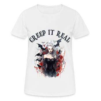 Design d’Halloween - CREEP IT REAL - T-shirt respirant Femme - blanc - Devant - AI Model Female 172 dark (172cm)