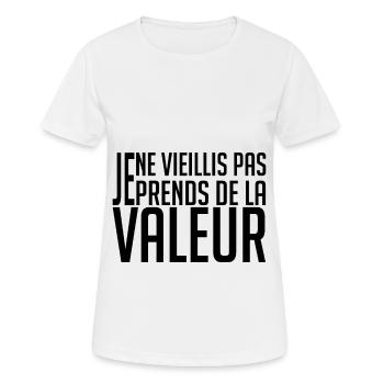 Je ne vieillis pas. Je prends de la valeur! - T-shirt respirant Femme - blanc - Devant - AI Model Female 172 dark (172cm)