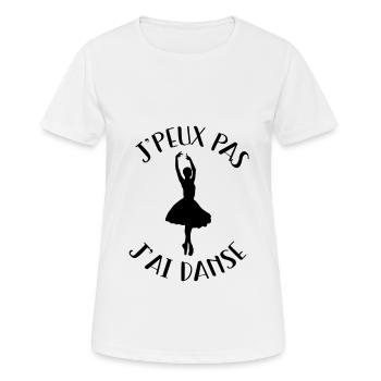 je ne peux pas j ai danse - T-shirt respirant Femme - blanc - Devant - AI Model Female 172 dark (172cm)