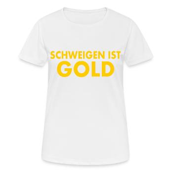 schweigen ist gold - Frauen T-Shirt atmungsaktiv - Weiß - Vorne - AI Model Female 172 dark (172cm)