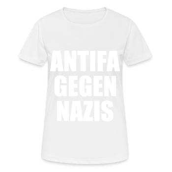Antifa gegen nazis - Frauen T-Shirt atmungsaktiv - Weiß - Vorne - AI Model Female 172 dark (172cm)