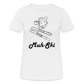 Idée cadeau vache à neige Muh-ski - T-shirt respirant Femme - blanc - Devant - AI Model Female 172 dark (172cm)