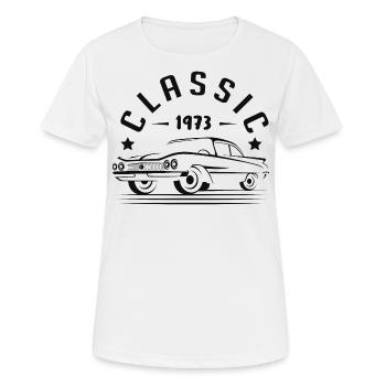 Klassisch 1973. - Frauen T-Shirt atmungsaktiv - Weiß - Vorne - AI Model Female 172 dark (172cm)