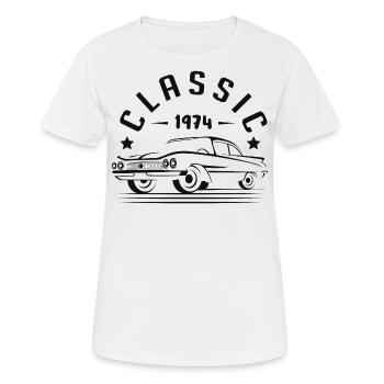 Klassisch 1974. - Frauen T-Shirt atmungsaktiv - Weiß - Vorne - AI Model Female 172 dark (172cm)