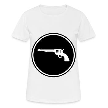 weapon pistol - Women's Breathable T-Shirt - white - Front - AI Model Female 172 dark (172cm)
