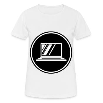 Icône de l’ordinateur portable - T-shirt respirant Femme - blanc - Devant - AI Model Female 172 dark (172cm)