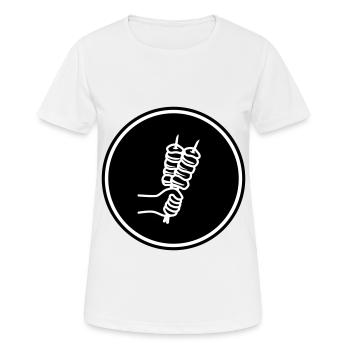 Spieß grill Icon - Frauen T-Shirt atmungsaktiv - Weiß - Vorne - AI Model Female 172 dark (172cm)
