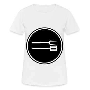 Grillzange Grillen Symbol - Frauen T-Shirt atmungsaktiv - Weiß - Vorne - AI Model Female 172 dark (172cm)