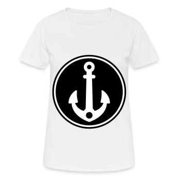 Icône de l’icône d’ancrage - T-shirt respirant Femme - blanc - Devant - AI Model Female 172 dark (172cm)