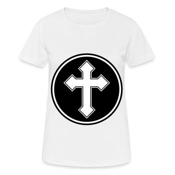 Cross symbol - Women's Breathable T-Shirt - white - Front - AI Model Female 172 dark (172cm)