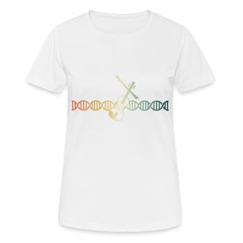 Geige Violine DNA DNS im Blut - Frauen T-Shirt atmungsaktiv - Weiß - Vorne - AI Model Female 172 dark (172cm)