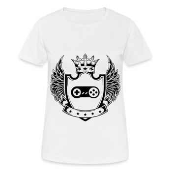 Gamepad Wappen Gamer - Frauen T-Shirt atmungsaktiv - Weiß - Vorne - AI Model Female 172 dark (172cm)