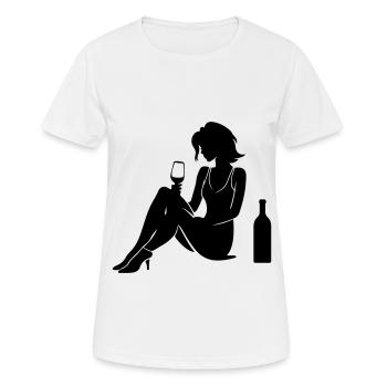 Woman Silhouette Celebrating Bottle Drinking - Women's Breathable T-Shirt - white - Front - AI Model Female 172 dark (172cm)
