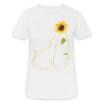 Cat Sunflower, Cute Cat Tees Sunshine Cat Lover - T-shirt respirant Femme - blanc - Devant - AI Model Female 172 dark (172cm)