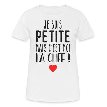 Ich bin klein, aber ich bin der Chef - Frauen T-Shirt atmungsaktiv - Weiß - Vorne - AI Model Female 172 dark (172cm)