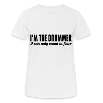 Ich bin der Schlagzeuger, ich kann nur auf vier zählen - Frauen T-Shirt atmungsaktiv - Weiß - Vorne - AI Model Female 172 dark (172cm)