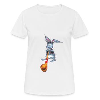 Hase mit Alphorn - Frauen T-Shirt atmungsaktiv - Weiß - Vorne - AI Model Female 172 dark (172cm)