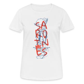 French Sardines Graphic Seaside Style - Women's Breathable T-Shirt - white - Front - AI Model Female 172 dark (172cm)