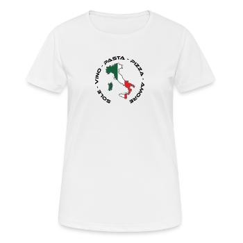 Italy - Italia Sole, Vino, Pasta, Pizza e Amore - Women's Breathable T-Shirt - white - Front - AI Model Female 172 dark (172cm)