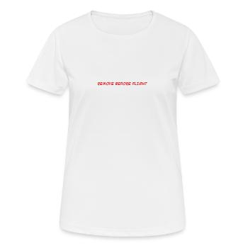 REMOVE BEFORE FLIGHT - Frauen T-Shirt atmungsaktiv - Weiß - Vorne - AI Model Female 172 dark (172cm)