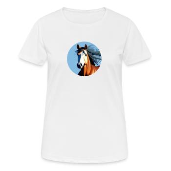 Cheval de sport marron au galop - T-shirt respirant Femme - blanc - Devant - AI Model Female 172 dark (172cm)