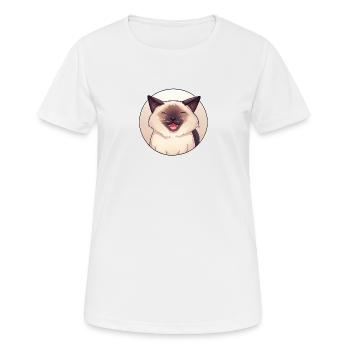 Katze im Anime-Stil im Kreis - Frauen T-Shirt atmungsaktiv - Weiß - Vorne - AI Model Female 172 dark (172cm)