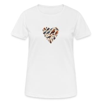 Plumage amour coeur Motif - T-shirt respirant Femme - blanc - Devant - AI Model Female 172 dark (172cm)