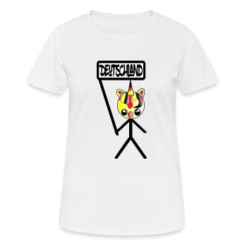 Lustiges Strichmännchen, Fußball Fan , Deutschland - Frauen T-Shirt atmungsaktiv - Weiß - Vorne - AI Model Female 172 dark (172cm)