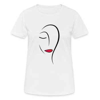 Strichzeichnungen Gesicht - Frauen T-Shirt atmungsaktiv - Weiß - Vorne - AI Model Female 172 dark (172cm)