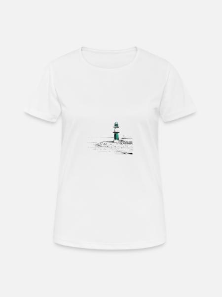 Leuchtturm 14,Strand,Meer,Warnemünde,Design,trend - Frauen T-Shirt atmungsaktiv - Weiß