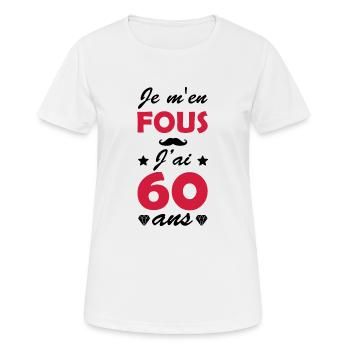 j ai 60 ans / cadeau d'anniversaire 60 ans - T-shirt respirant Femme - blanc - Devant - AI Model Female 172 dark (172cm)