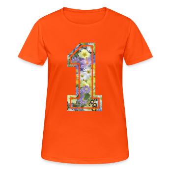 Numero 1 fleur, Équipe Foot, basket université - T-shirt respirant Femme - orange néon - Devant - AI Model Female 172 dark (172cm)