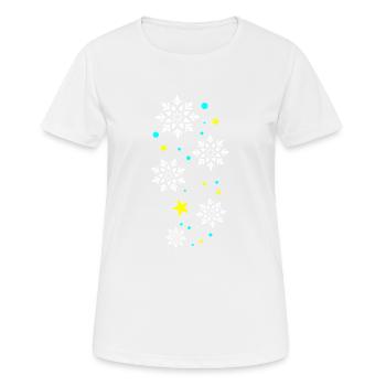 Schneeflocken Bunt - Frauen T-Shirt atmungsaktiv - Weiß - Vorne - AI Model Female 172 dark (172cm)