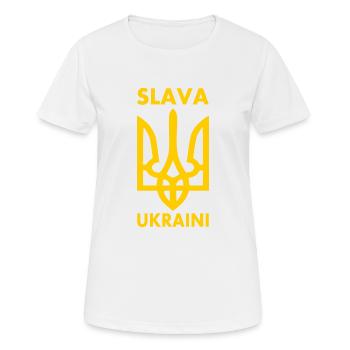 Slava ukraini - Frauen T-Shirt atmungsaktiv - Weiß - Vorne - AI Model Female 172 dark (172cm)