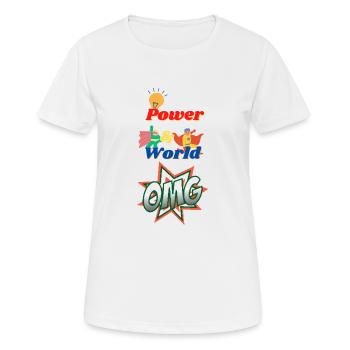 Power & World OMG - Women's Breathable T-Shirt - white - Front - AI Model Female 172 dark (172cm)