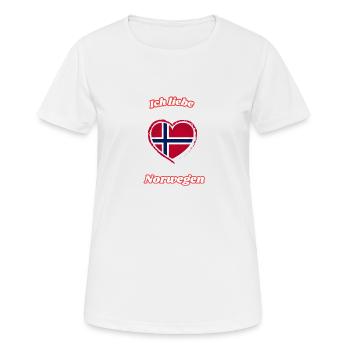 Ich liebe Norwegen. - Frauen T-Shirt atmungsaktiv - Weiß - Vorne - AI Model Female 172 dark (172cm)