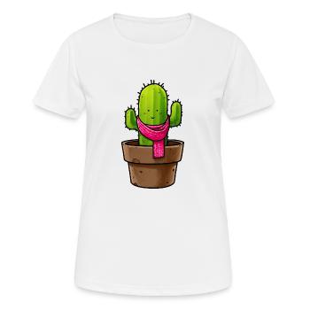 Cactus in pot with scarf - Women's Breathable T-Shirt - white - Front - AI Model Female 172 dark (172cm)