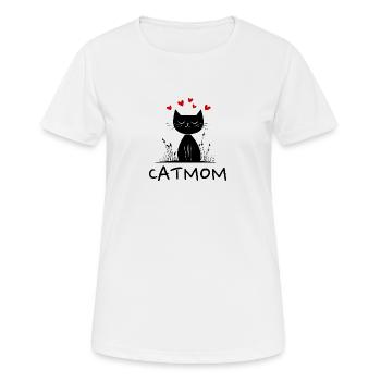 "CATMOM" with a cute cat and hearts - Women's Breathable T-Shirt - white - Front - AI Model Female 172 dark (172cm)