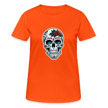 Crâne Néo Traditionnel - T-shirt respirant Femme - orange néon - Devant - AI Model Female 172 dark (172cm)
