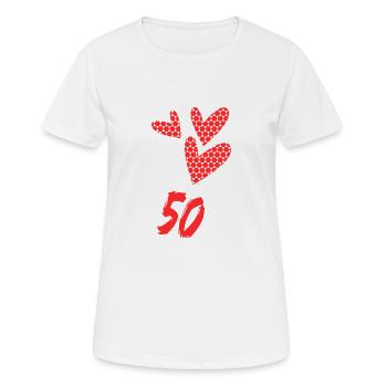50. 50 ANS. 50e ANNIVERSAIRE. ANNIVERSAIRE 50 ANS. - T-shirt respirant Femme - blanc - Devant - AI Model Female 172 dark (172cm)
