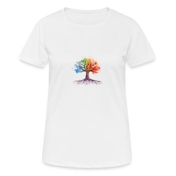 Bunter Baum - Frauen T-Shirt atmungsaktiv - Weiß - Vorne - AI Model Female 172 dark (172cm)