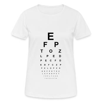 T-Shirt Sehtest in weiß und schwarz - Frauen T-Shirt atmungsaktiv - Weiß - Vorne - AI Model Female 172 dark (172cm)