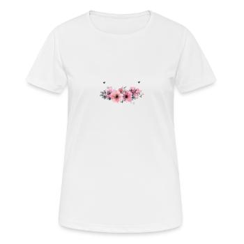 Wreath of pink flowers - Women's Breathable T-Shirt - white - Front - AI Model Female 172 dark (172cm)