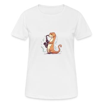 Saxophon Otter - Frauen T-Shirt atmungsaktiv - Weiß - Vorne - AI Model Female 172 dark (172cm)